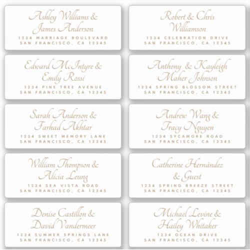 Chic Calligraphy Wedding Guest Address Labels