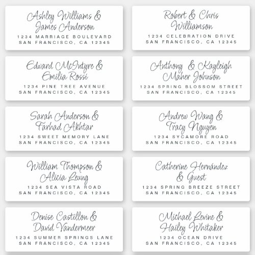 Chic Calligraphy Wedding Guest Address Labels