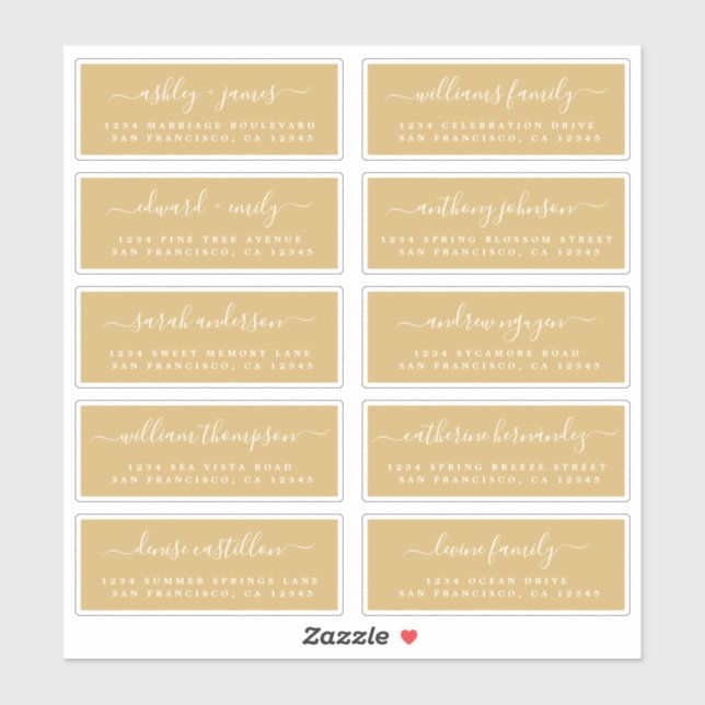 Chic Calligraphy Wedding Guest Address Labels (Sheet)