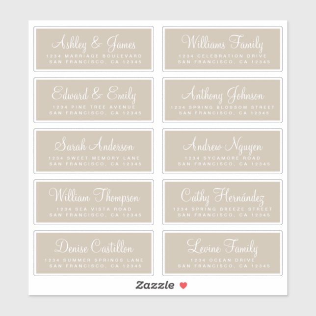 Chic Calligraphy Wedding Guest Address Labels (Sheet)