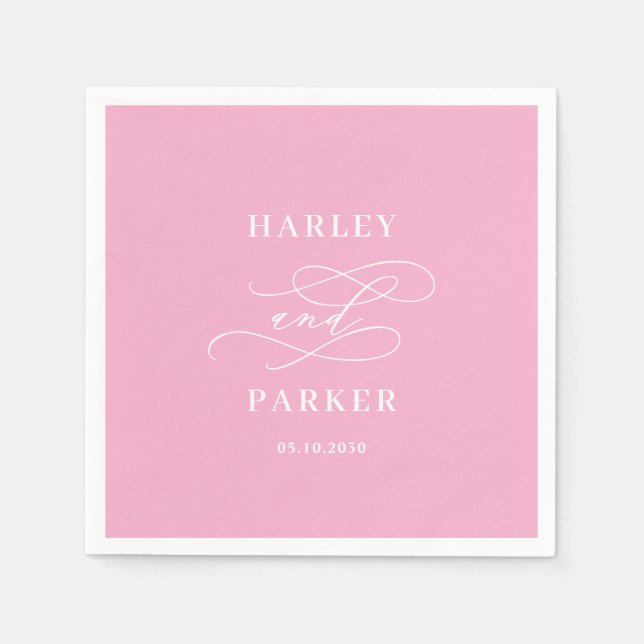 Chic Calligraphy Wedding Rehearsal Engagement Napkins (Front)