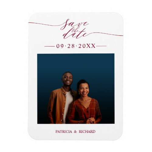 Chic Calligraphy Wedding Save The Date Photo Magnet