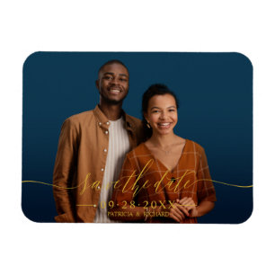 Chic Calligraphy Wedding Save The Date Photo Magnet