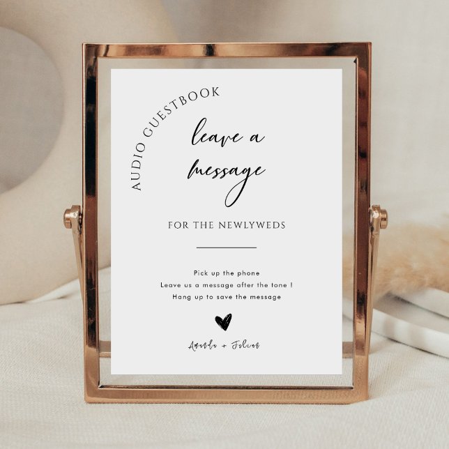 Chic Calligraphy Wedding Telephone Audio Guestbook Pedestal Sign (Creator Uploaded)