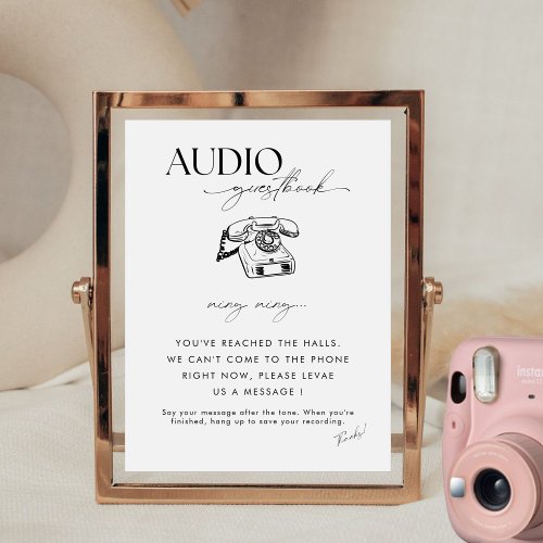 Chic Calligraphy Wedding Telephone Audio Guestbook Pedestal Sign