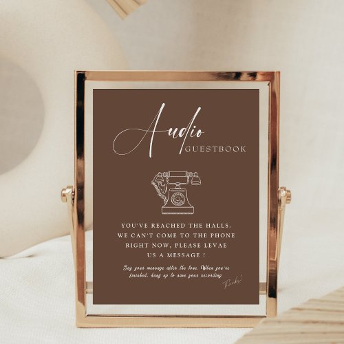 Chic Calligraphy Wedding Telephone Audio Guestbook Pedestal Sign