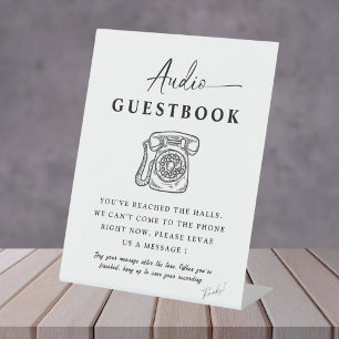 Chic Calligraphy Wedding Telephone Audio Guestbook Pedestal Sign