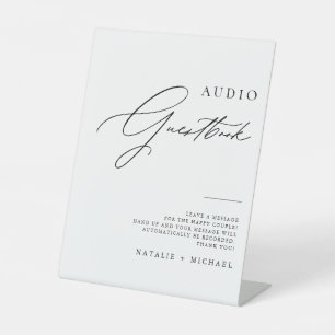Chic Calligraphy Wedding Telephone Audio Guestbook Pedestal Sign