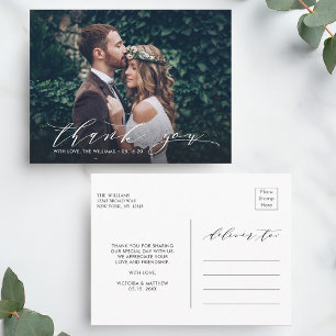 Chic Calligraphy Wedding Thank You Photo Postcard