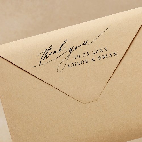 Chic Calligraphy Wedding Thank You Rubber Stamp