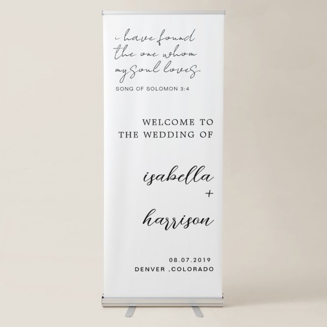 Chic Calligraphy Wedding Welcome Retractable Banne Banner (Front)