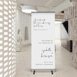 Chic Calligraphy Wedding Welcome Retractable Banne Banner