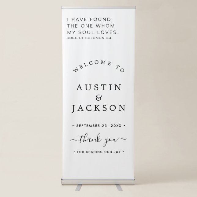 Chic Calligraphy Wedding Welcome Retractable Banne Retractable Banner (Front)
