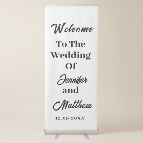 Chic Calligraphy Wedding Welcome Retractable Banne Retractable Banner