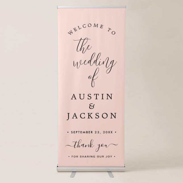 Chic Calligraphy Wedding Welcome Retractable Banne Retractable Banner (Front)