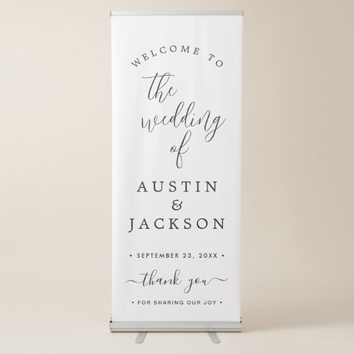 Chic Calligraphy Wedding Welcome Retractable Banne Retractable Banner