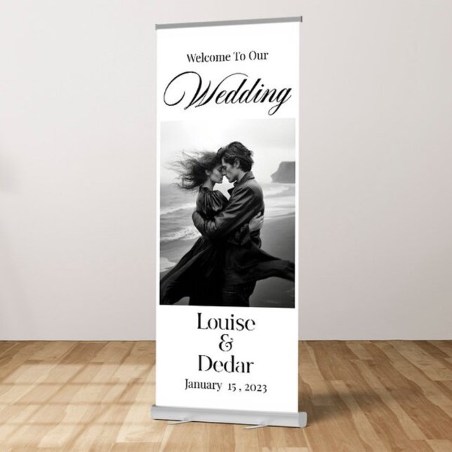 Chic Calligraphy Wedding Welcome Retractable Banne Retractable Banner (Creator Uploaded)