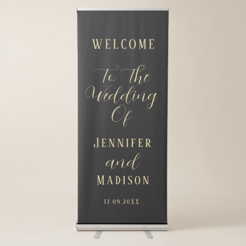 Chic Calligraphy Wedding Welcome Retractable Banne Retractable Banner