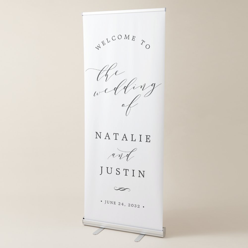Disover Chic Calligraphy Wedding Welcome Retractable Banner