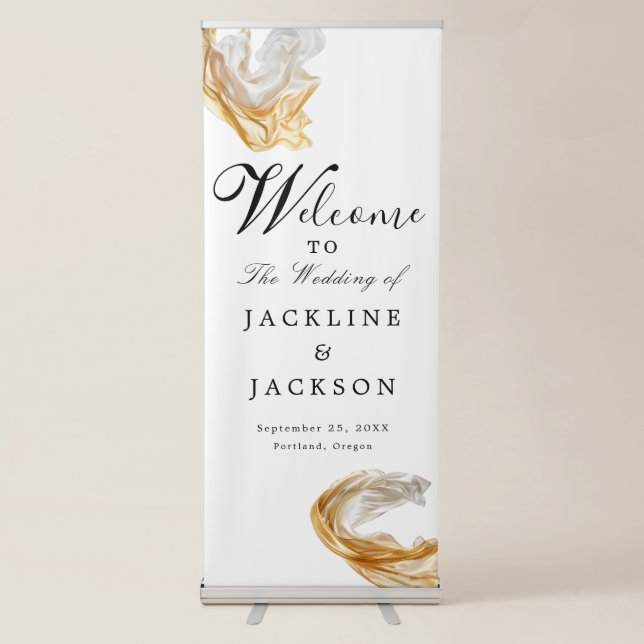 Chic Calligraphy Wedding Welcome  Retractable Banner (Front)