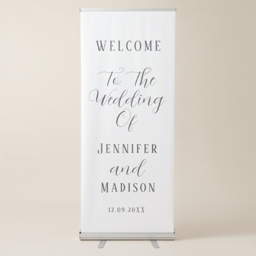 Chic Calligraphy Wedding Welcome Retractable Banner