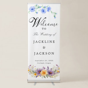 Chic Calligraphy Wedding Welcome Retractable Banner