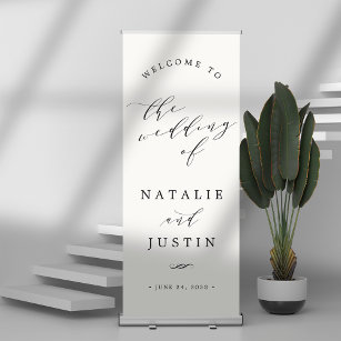 Chic Calligraphy Wedding Welcome Retractable Banner
