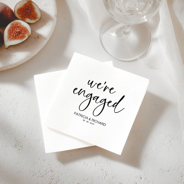 Chic Calligraphy We're Engaged Engagement Party Napkins (Creator Uploaded)