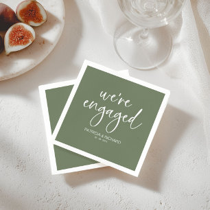 Chic Calligraphy We're Engaged Engagement Party Napkins