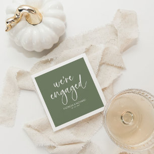 Chic Calligraphy We're Engaged Engagement Party Napkins