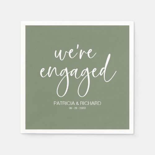 Chic Calligraphy Were Engaged Engagement Party Napkins