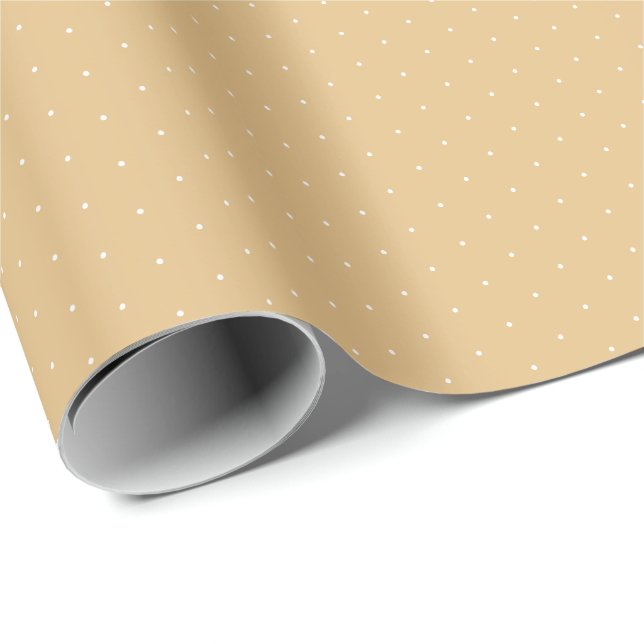 Chic camel khaki white tiny polka dots cute gift wrapping paper (Roll Corner)
