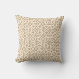Chic Camel Off-White Circle Geometric Pattern Throw Pillow