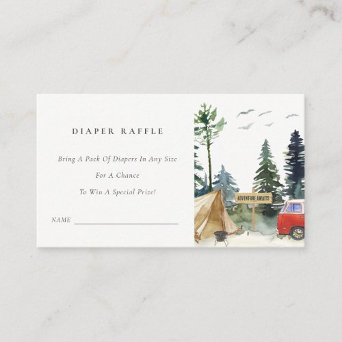 Chic Camping Pine Forest Diaper Raffle Baby Shower Enclosure Card