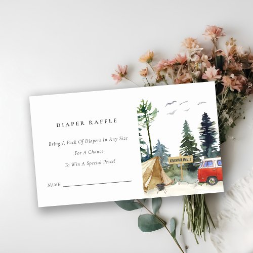 Chic Camping Pine Forest Diaper Raffle Baby Shower Enclosure Card