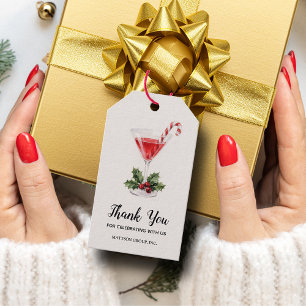 Chic Candy Cane Martini Christmas Favor Gift Tags
