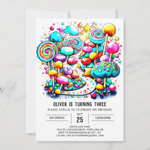 Chic Candy Editable Birthday Invitation