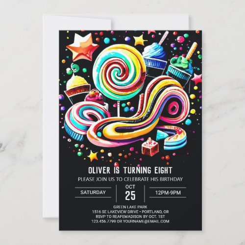  Chic Candyland Birthday Invitation