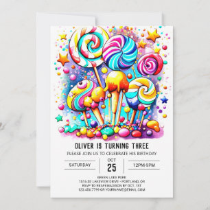 Chic Candyland Kids Birthday Invitation