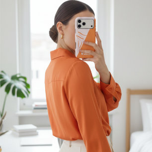 Chic Cantaloupe & Blush Pink Color Block Monogram iPhone 17 Pro Max Case