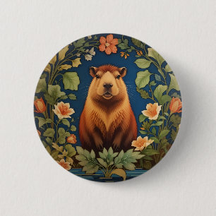 Chic Capybara - William Morris Inspired Button