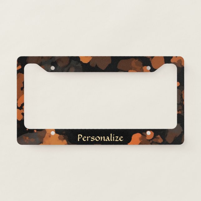 Chic Car Decor | Custom Name Dark Tortoiseshell License Plate Frame (Front)