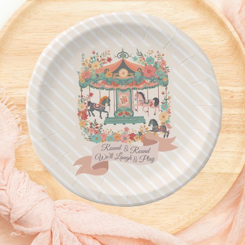 Chic Carousel Horse Carnival Birthday Paper Plates