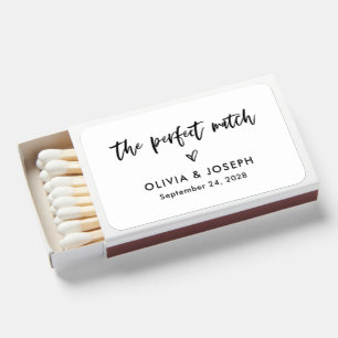 Chic Casual Script and Heart   Wedding Matchboxes