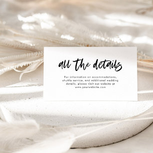 Chic Casual Script Black and White Wedding Details Enclosure Card