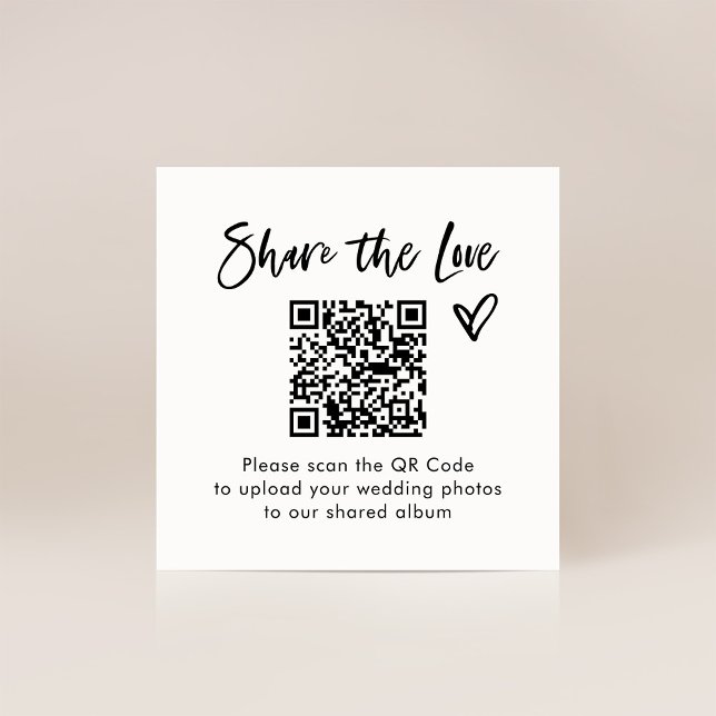 Chic Casual Script QR Code Wedding Share the Love Enclosure Card (Creator Uploaded)