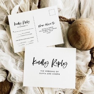 Chic Casual Script   Wedding Meal Choice RSVP Postcard