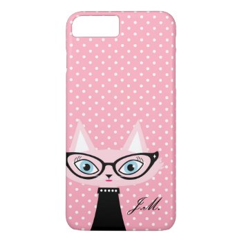 Chic Cat And Polka Dots Iphone 8 Plus/7 Plus Case by mazarakes at Zazzle