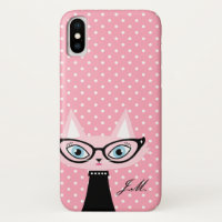 Chic Cat and Polka Dots iPhone X Case