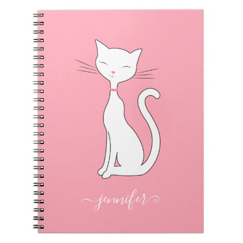 Chic Cat Personalized Pink Notebook